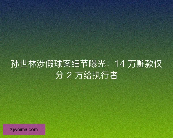 孙世林涉假球案细节曝光：14 万赃款仅分 2 万给执行者